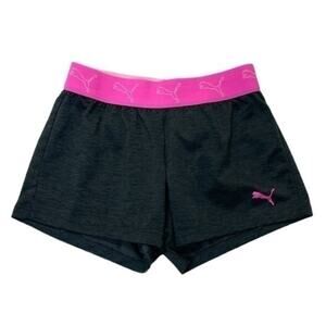 Puma Athletic Shorts charcoal heather gray pink gym girls Size XS 5-6